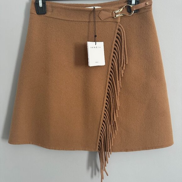 Sandro Fringe Wool-Blend Mini Skirt - Picture 1 of 10